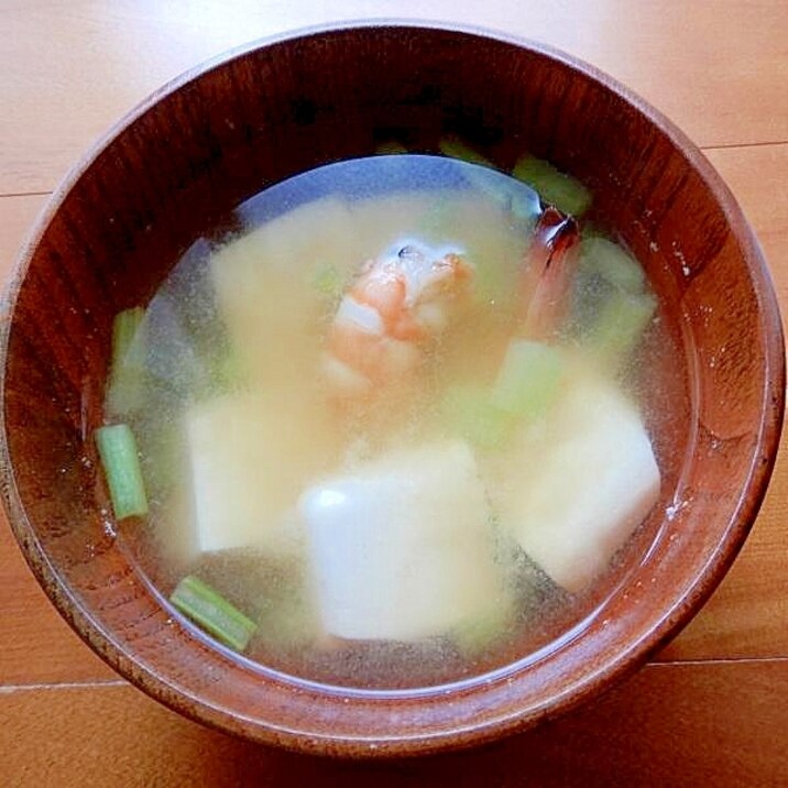 減塩5分!?癒し系❤エビ入り豆腐の味噌汁♪